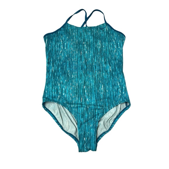 Nike Girls Rush Heather Blue Cross-back One Piece Swimsuit Size L (12-13) - Picture 2 of 12
